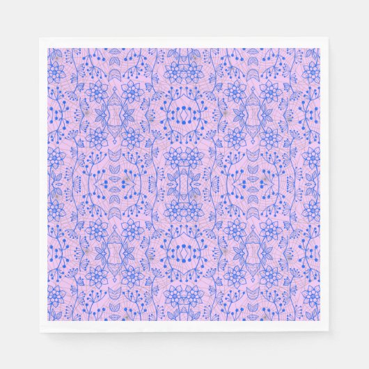 Planten patroon A08.b boho. lpurple BG Servet (Voorkant)