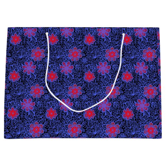 Planten patroon A13.b Black BG Groot Cadeauzakje (Voorkant)