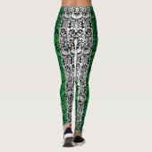 Planten patroon Blauw en Groene A07.b Zwarte BG Leggings (Achterkant)