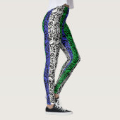 Planten patroon Blauw en Groene A07.b Zwarte BG Leggings (Rechts)