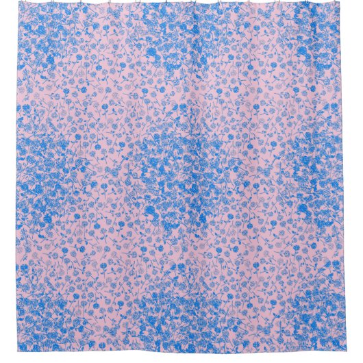 Planten patroon met rozen A05.b Roze BG Douchegordijn (Voorkant)