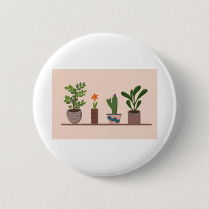 Planten Plant Punten Achtergrond Bloombladeren Ronde Button 5,7 Cm