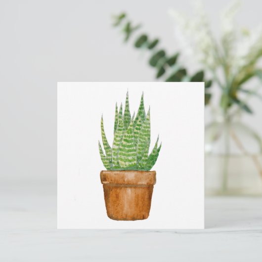 Planten pot - plat wenskaart kaart (Staand voorkant)