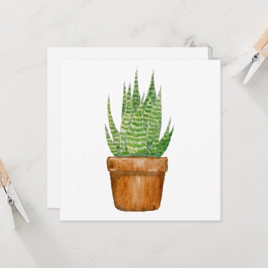 Planten pot - plat wenskaart kaart (Voorkant / Achterkant in situ)