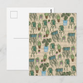 Planten potpatroon briefkaart (Voorkant / Achterkant)