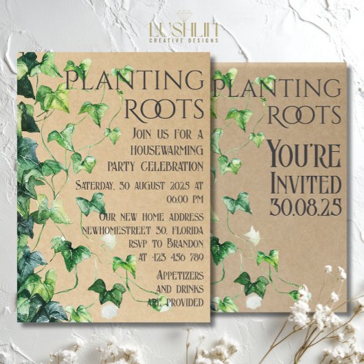 Planten Roots Housewarming Greenery Welcome Party Kaart