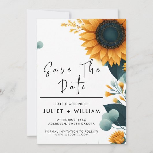 Planten rustieke tuin groen zonnebloem bruiloft save the date (Voorkant)