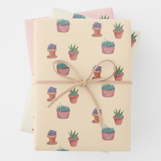 Planten Succulenten en Cacti-Waterverf Cadeau Inpakpapier Vel (In situ)
