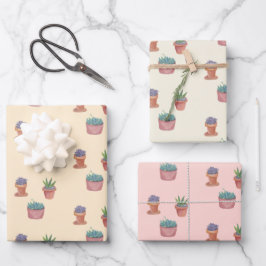 Planten Succulenten en Cacti-Waterverf Cadeau Inpakpapier Vel