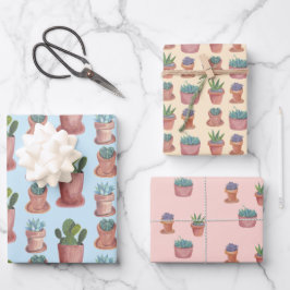 Planten Succulenten en Cacti-Waterverf Cadeau Inpakpapier Vel