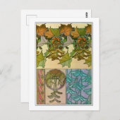 Planten van Art Nouveau Style, Mucha Briefkaart (Voorkant / Achterkant)
