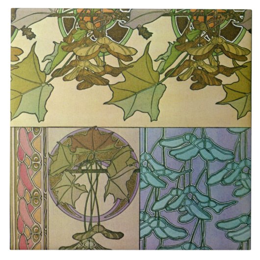 Planten van Art Nouveau Style, Mucha Tegeltje (Voorkant)