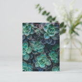 Planten van groene blauwe, succulente cactus opnie briefkaart (Staand voorkant)