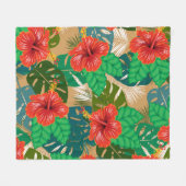 Planten van het Hawaïaanse Rode Hibiscus-eiland Fleece Deken (Voorkant (Horizontaal))