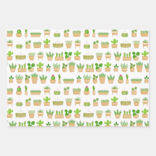 Planten van het huis Cactus op Witte papierbladen Inpakpapier Vel (Voorkant 2)