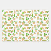 Planten van het huis Cactus op Witte papierbladen Inpakpapier Vel (Voorkant)