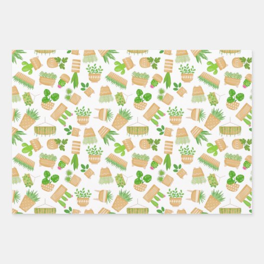 Planten van het huis Cactus op Witte papierbladen Inpakpapier Vel (Voorkant)