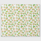 Planten van het huis Cactus over witboek Cadeaupapier (Vlak)