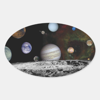 Planten van het zonnestelsel ovale sticker