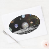 Planten van het zonnestelsel ovale sticker (Envelop)
