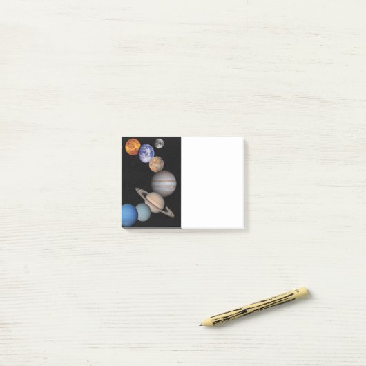 Planten van het zonnestelsel post-it® notes (Op bureau)