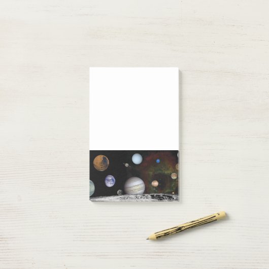 Planten van het zonnestelsel post-it® notes (Op bureau)