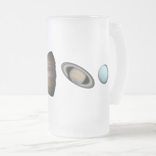 PLANTEN VAN HET ZONNSYSTEEM "Mok van glas" Matglas Bierpul (Voorkant rechts)