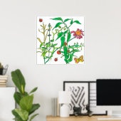 Planten van tuinen Coneflower Ladybug Butterfly Poster (Thuiskantoor)