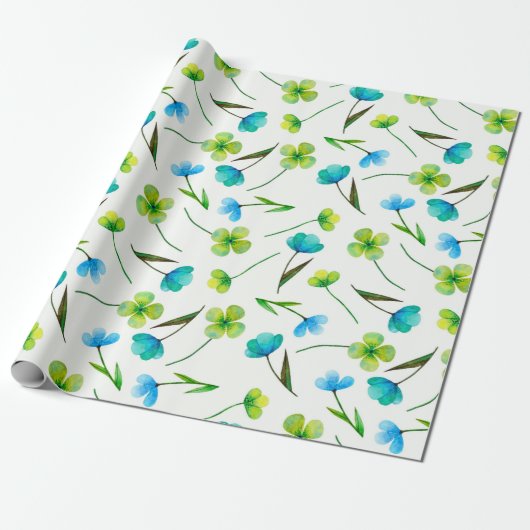planten voor abstracte waterverf naadloos patroon cadeaupapier (Uitgerold)