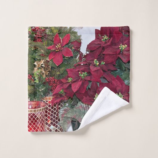 planten voor Prettige feestdagen en kerst-Poinsett Bad Handdoek (Wasdoekje)