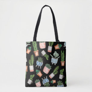 Planten voor thuisgebruik waterverf naadloos patro tote bag