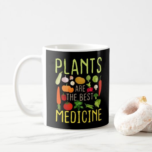 Planten zijn het beste medicijn Cool Veganistisch  Koffiemok (Met donut)