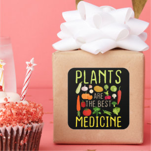 Planten zijn het beste medicijn Cool Veganistisch Vierkante Sticker