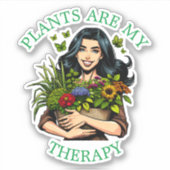 Planten zijn mijn Therapie | Grappig Plant verslaa Sticker (Voorkant)