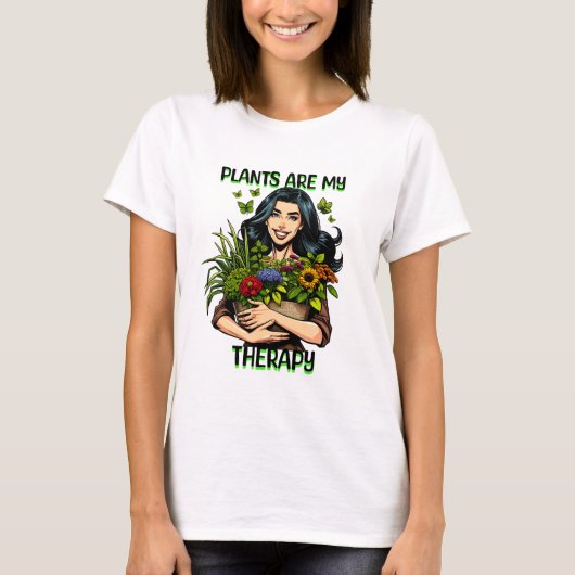 Planten zijn mijn Therapie | Grappig Plant verslaa T-shirt (Voorkant)
