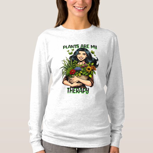 Planten zijn mijn Therapie | Grappig Plant verslaa T-shirt (Voorkant)