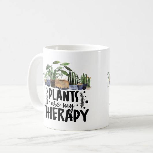 Planten zijn mijn therapiekamerplanten koffiemok (Voorkant links)