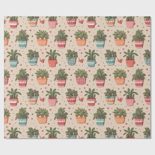 Planten zijn Vrienden grillige Potted planten Patt Cadeaupapier (Vlak)