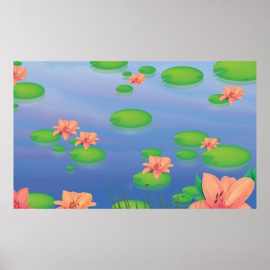 Plantenbladeren van waterlelies poster (Voorkant)