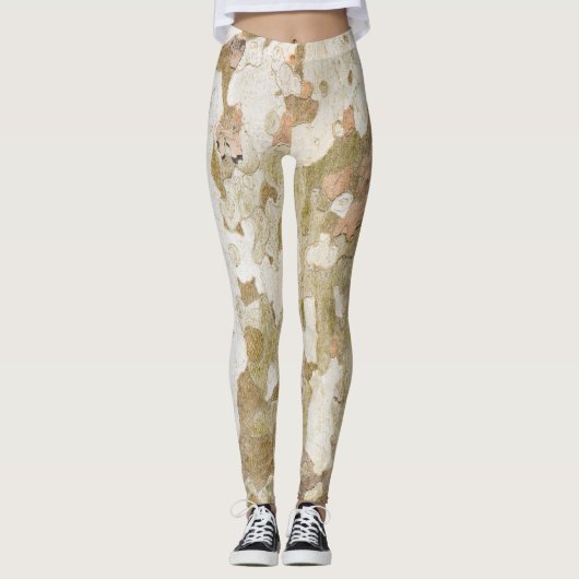 Plantenboomcamouflage ziet uit op barstpatroon leggings (Voorkant)