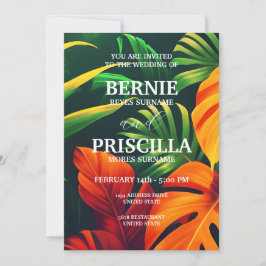 Plantenbos en elegante groene bloemige trouw kaart