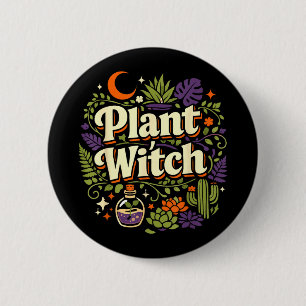 Plantenliefhebber tuinieren halloween plant heks  ronde button 5,7 cm