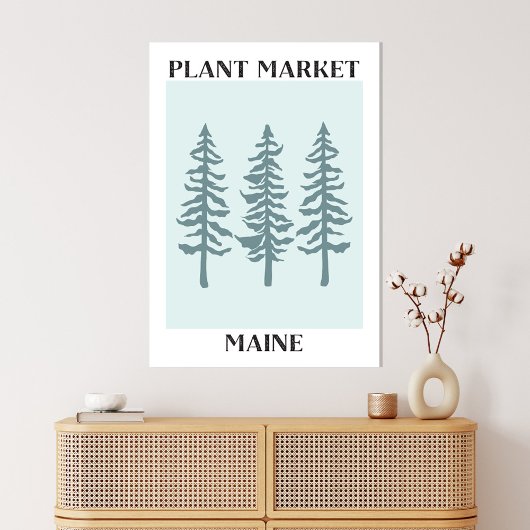 Plantenmarkt Maine Green Pine Tree Forest Canvas Afdruk