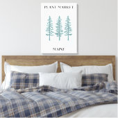 Plantenmarkt Maine Green Pine Tree Forest Canvas Afdruk (Insitu (Slaapkamer))