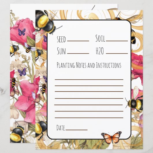 Plantennotities en instructies voor voorjaarszaden (Voorkant / Achterkant)