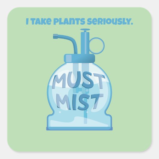 Plantensproeier voor potplanten vierkante sticker (Voorkant)