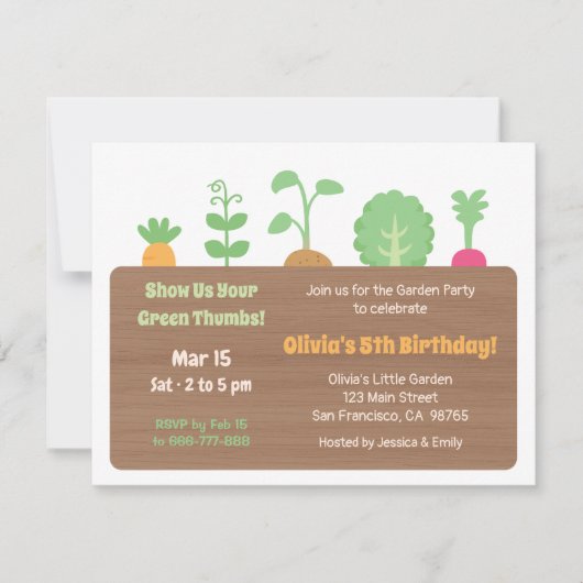 Planter Box Kinder Tuin Verjaardagsfeest Kaart (Voorkant)