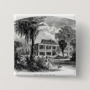 Planterhuis op de Mississippi Vierkante Button 5,1 Cm