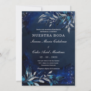 Plantilla de boda azul y blanca kaart