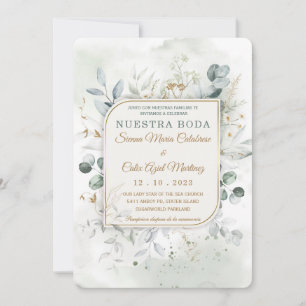 Plantilla de Paquete de Boda en Oro y Verde Kaart
